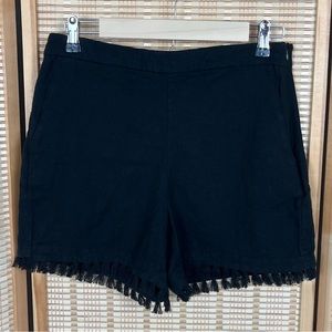 Banana Republic Linen Tassel Fringe Black Boho Shorts